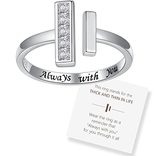 Sterling Silver Thick and Thin Ring: Mother Daughter Sister Friend Through Thick and Thin Ring Always with You Christmas Jewelry Gifts for Wife Girlfriend