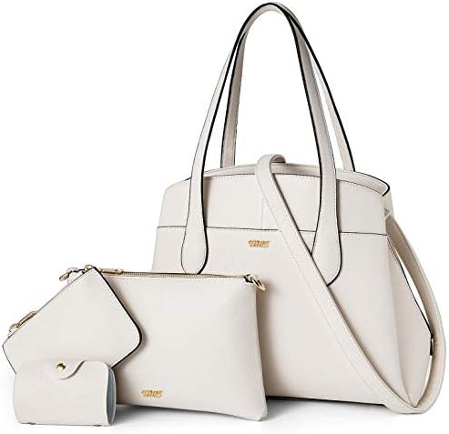 TIBES Fashion Women's PU Leather Handbag Shoulder Bag Purse Card Holder 4pcs Set Tote