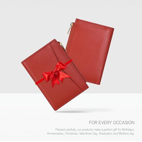 Image of Oak Leathers Leather Wallet For Women - Small RFID Coin Purse Credit Card & ID Holder for Ladies, Gift for Women's, Bifold Wallets (Nappa Orange)
