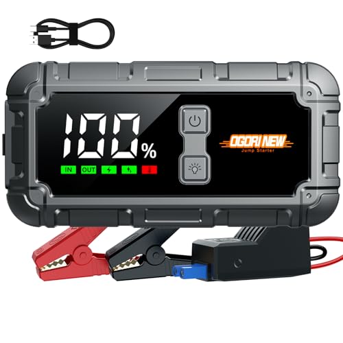 Booster Batterie Voiture,7000A Démarreur Batterie,12V Démarreur Voiture,OGORI NEW Jump Starter avec Powerbank et Chargeur USB (Moteurs Essence 10L et Diesel 8L)