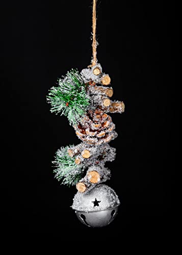 33cm Garland with Silver Jingle Bells Wooden Sticks - Image 2