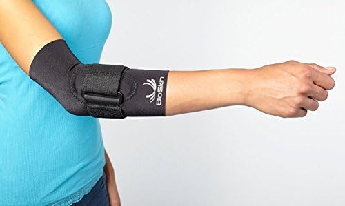 BIOSKIN Tennis Elbow Brace - Elbow Compression Sleeve with Support Strap and Gel Pad - for Tennis Elbow and Golfer's Elbow and Tendinitis