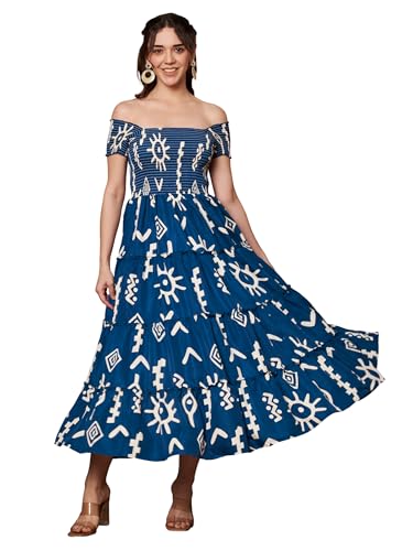 Image of ZWERLON | Dress for Women | Elegant Off-Shoulder Tiered Maxi | Short Sleeve Ruffle Detail | Casual Chic Look