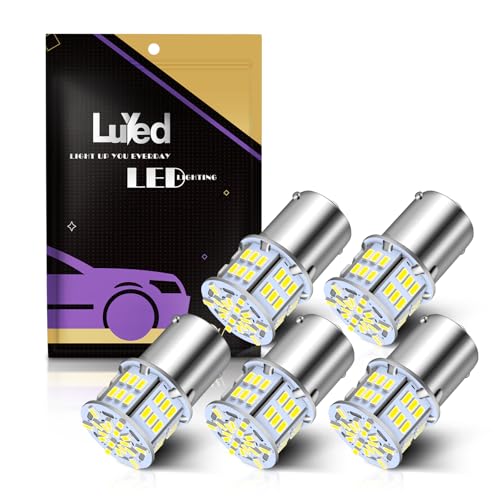 LUYED 1156 LED Bulb New generation 12v Super Bright Low Power ! 650 Lumens 1156 1141 1003 LED Light Bulb for Back Up Reverse Lights Brake Lights Tail Lights Rv lights,White,Pack of 5