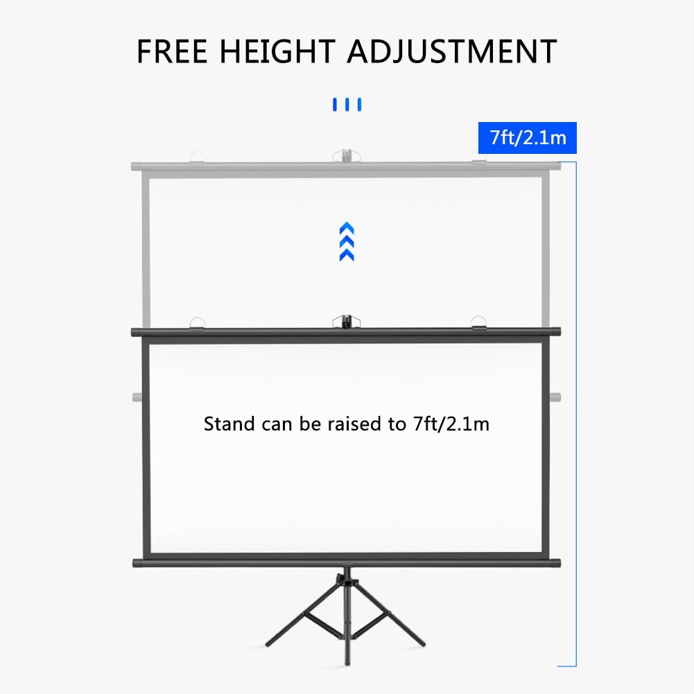60" 72" 84" Schermo per Film All'aperto per Interni con Treppiede, Schermo di Proiezione 4K HD Montato a Parete 4:3 16:9 per Home Theater Backyard(72" (4:3))
