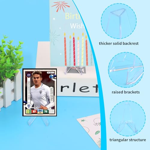 Image of vivinin 20 Packs Card Display Stand, Card Stand, Card Stands for Sports Cards, Trading Card Stand, Acrylic Material, 2.7 Inch Tall