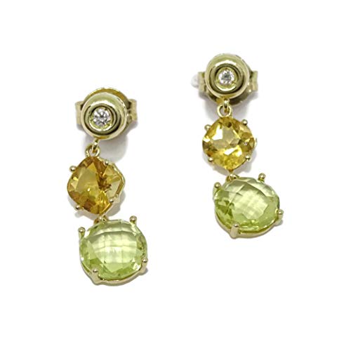Boucles d'oreilles or jaune légères et sécurisées avec citrine