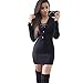 Produktbild Goosuny Damen Winter Pulloverkleid Einfarbig Langarmkleid V Ausschnitt Gestrickt Bodycon Strickkleid Sexy Elastisch Strickpullover Minikleid Kurzes Kleid Schöne Winterkleider(Schwarz,L)
