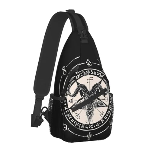 WEIXNCXCJ Sigil Pentagram Satanic Goat Lucifer Crossbody Chest Bags Baphomet Pockets Travel Pack Messenger Sports Teens Shoulder Bag WEIXNCXCJ Sigil Pentagram Satanic Goat Lucifer Crossbody Chest Bags Baphomet Pockets Travel Pack Messenger Sports Teens Shoulder Bag