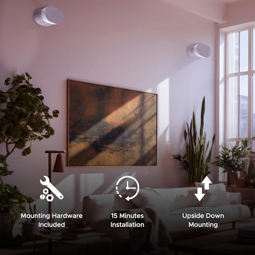 Image of Sound Bass ERA300 Wall Mount Bracket, Low Profile, White, Twin Pack, Compatible with Sonos ERA 300 Speaker, Complete with All Fixing Hardware