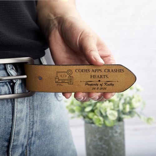 Leather Belt for Men, Custom Leather Belt for Boyfriend – Gift for Accountant Boyfriends 54Vi2G2