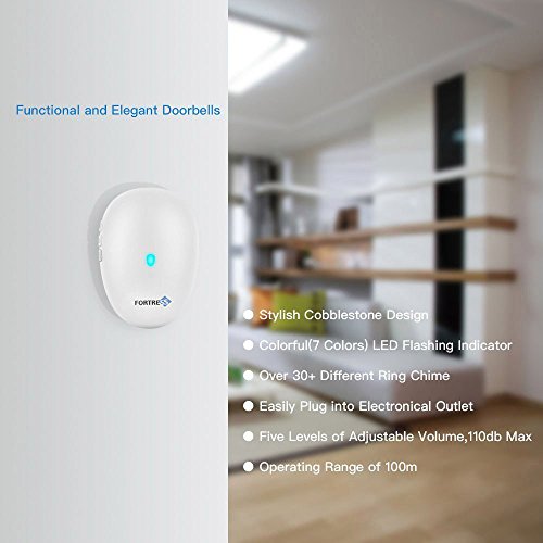 New Wireless Doorbell Chime and SOS Necklace- Fortress Security- Long Range Operation at 500 ft. - Plug in Doorbell/Caregiver Pager with Over 50 Chimes, Wireless Button and Adjustable Volume - Thumbnail 6