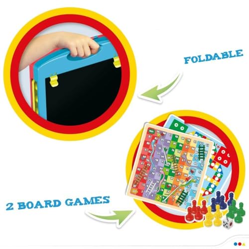 Image of PLUSPOINT Art Board Drawing & Learning Board for Kids 2 in 1 Drawing Doodle Slate for Kids Erasable Chalk Board Doodle Pad Helps Write & Sketch with Games,Travel Friendly kit for Boys and Girls 3+