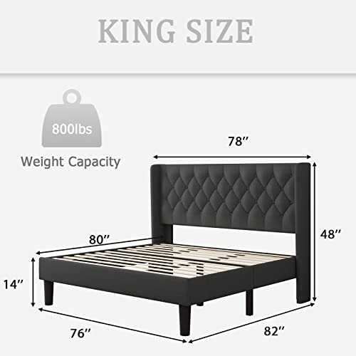 iPormis-King-Size-Bed-Frame-with-Wingback-Button-Tufted-Headboard-Upholstered-Platform-Bed-Frame-Sturdy-Wooden-Slats-8-Under-Bed-Space-Easy-Assembly-No-Box-Spring-Needed-Dark-Grey