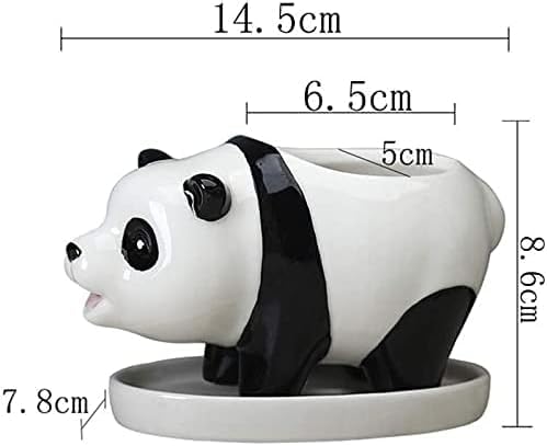 Miniatura 4 de SPARIK ENJOY Maceta de cerámica con forma de panda para decoración de balcón (panda blanco)
