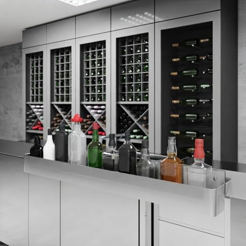 Image of AmGood 48 in. Single Tier Stainless Steel Speed Rail Rack - 18 Gauge NSF Liquor Bottle Organizer for Bars, Restaurants & Home Bars