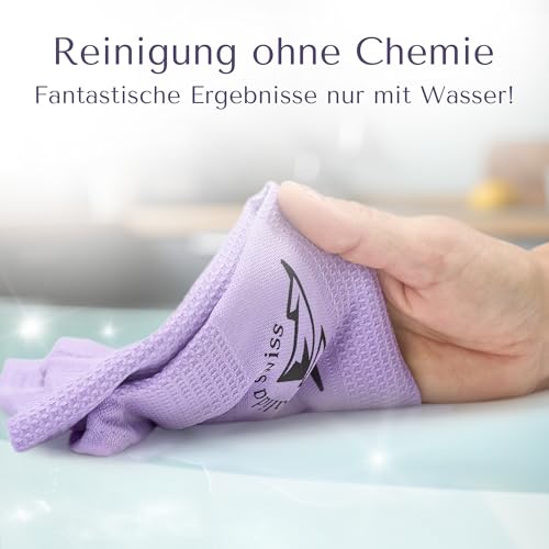 Salida Swiss Mikrofasertücher [4er-Set] – Microfasertücher für streifenfreie Fenster & Spiegel | Saugfähige, fusselfreie Mikrofaser-Tücher für Küche & Auto | Salida Swiss das Original aus der Schweiz