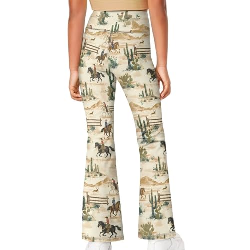 Horse Kids Flared Yoga Pants Cactus High Waisted Flare Leggings Bootcut Full Length Pants Fit Gym Workout Activewear4