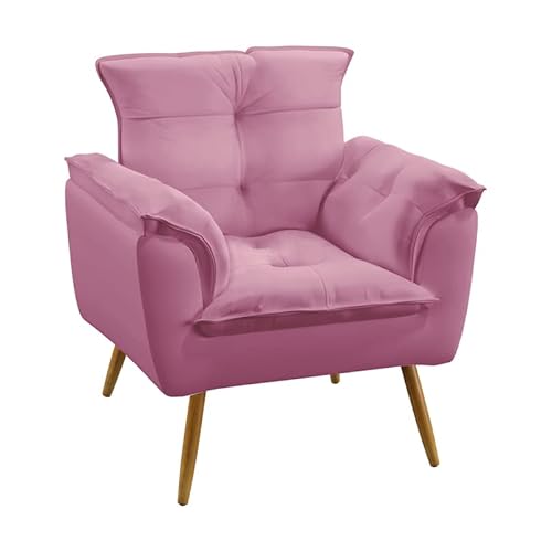 Kit Poltrona Namoradeira e 2 Poltronas Decorativas Opala Puff Lunar Sued Rosê Aradecor