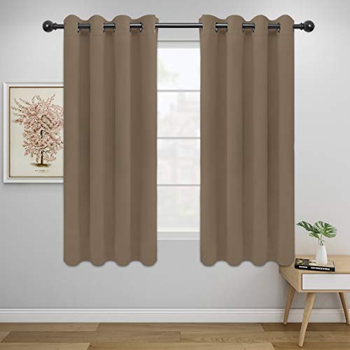 Image of Easy-Going Blackout Curtains for Bedroom, Solid Thermal Insulated Grommet and Noise Reduction Window Drapes, Room Darkening Curtains for Living Room, 2 Panels (52x63 in,Camel)