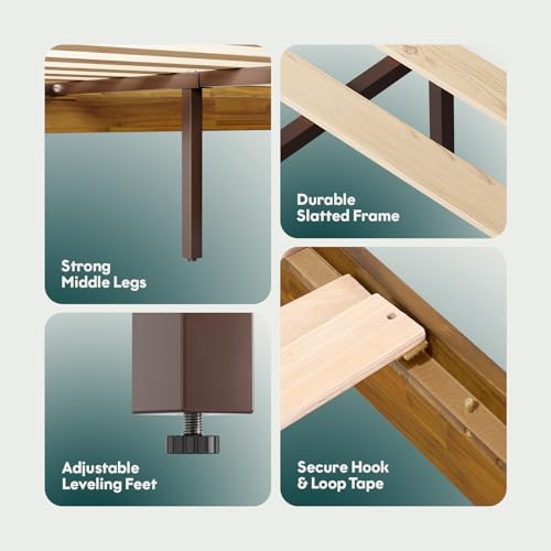 Image of Bme Catherine King Platform Bed Frame, Modern Bed Frame Without Headboard, Wooden Low Profile Bed Frame, Acacia Wood Platform Bed Frame King, No Box Spring Needed, Supports up to 800lbs - Teak Brown