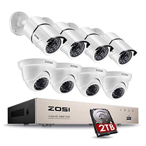 ZOSI 8CH 1080P Security Camera System Outdoor with...