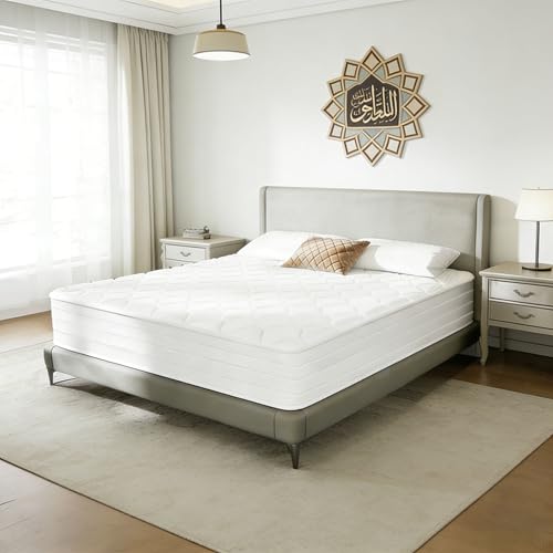 Wemart 30CM King Mattress Foam and Spring Hybrid Mattress Double Size Medium Firm Long-Lasting Support Zoned Pressure Relief Certified Safe Foam and Fabric Mattress (180 * 200 * 30CM)