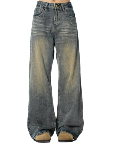 Baggy Jeans Men Y2k Wide Leg Vintage Skater Jeans Loose Fit Emo Grunge Pants Oversized Hip Hop Streetwear 2000s Clothes