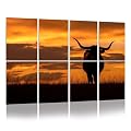 8 Pack Art Acoustic Panels Sound Absorbing Panels, 48x32 Inches Longhorns Sunset Decorative Acoustic Wall Panels Soundproofing Acoustic Panels