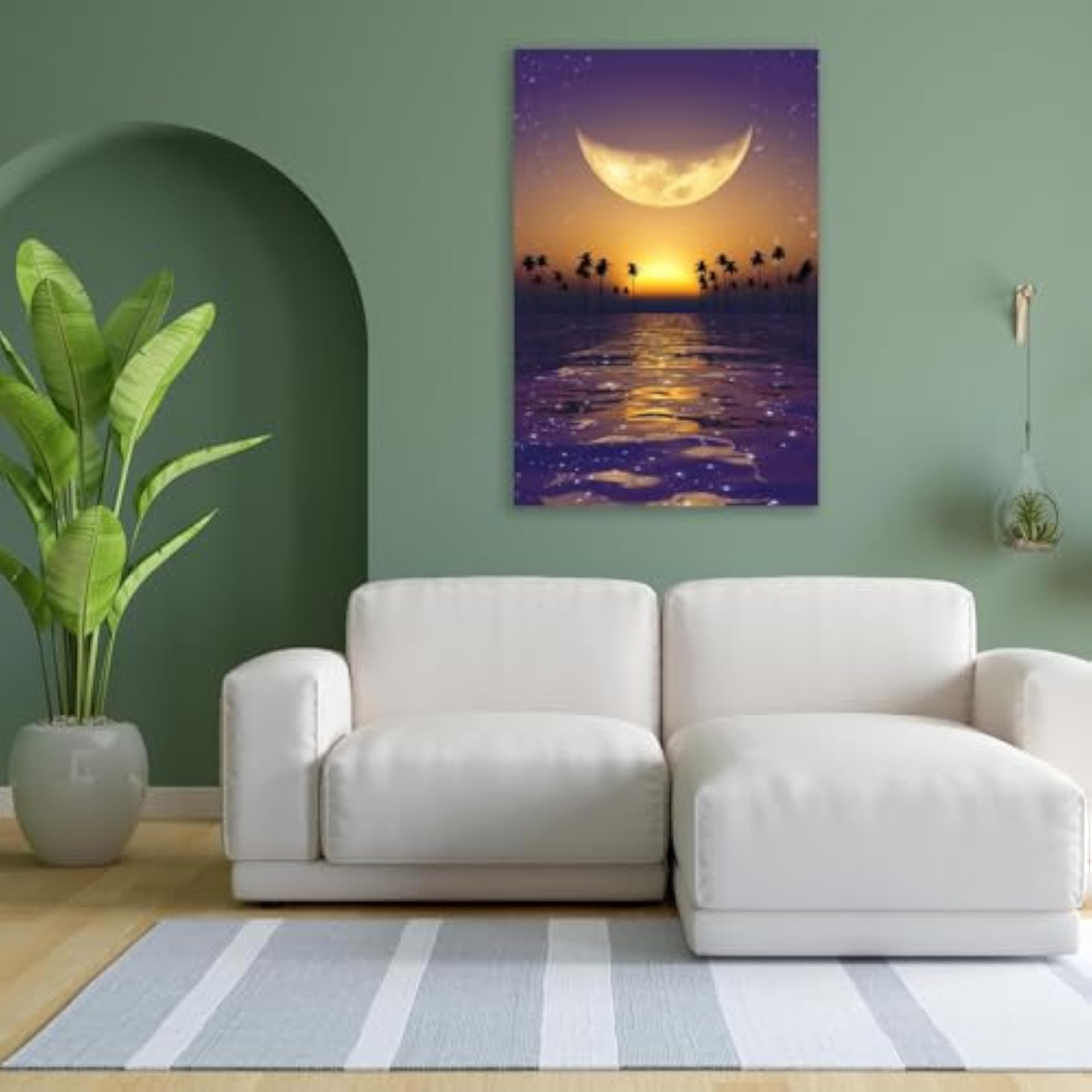 Big Yellow Moon Over Purple Sunset Vinyl Wall Sticker