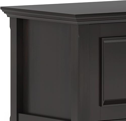 Miniatura 6 de SIMPLIHOME Amherst - Soporte de TV de 72 pulgadas de ancho, consola baja de madera maciza en color marrón nogal, centro de entretenimiento de Marrón