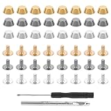 26Pcs Handbag Purse Feet Handbag Feet Nailhead Brass Studs Screw-Back Feet Flat Head Stud Metal Studs Rivet Leather Craft DIY for DIY Purse Handbag Leather Craft