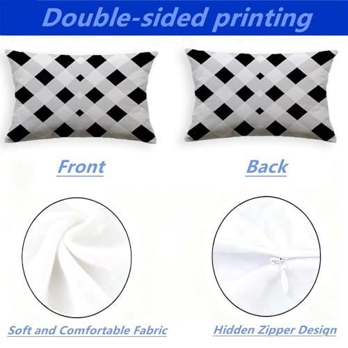 Coussin noir et blanc en velours pour décoration de canapé - 4