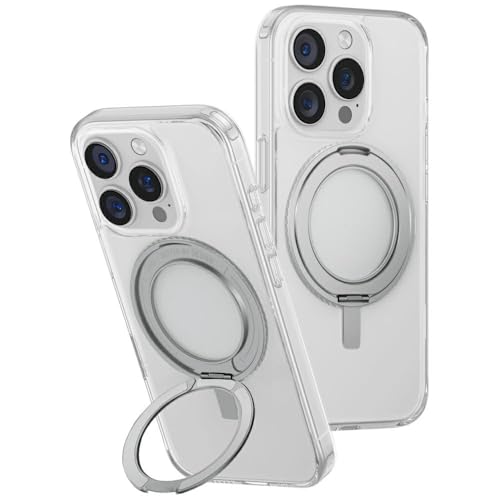 UNIQ Coque hybride SWIVIX compatible avec iPhone 16 Pro avec béquille rotative à 360° (transparent)