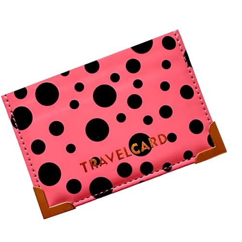 Lizzy Travel Card Holder PU Leather | Slim Oyster Card Holder Wallet for Credit Card ID Bus Rail Pass | Compact Pocket Card Case Unisex (Polka Dot Pink)