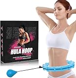 Fitness Hula Hoops, Weighted Hula Hoop For Adults 360 Degree Auto-Spinning Ball Massage, Infinity Hoop, Weight Loss Exercise Equipment for Home Use - 24 Detachable Knots/Link (Blue) Image