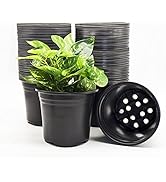 HECTOLIFE 100-Pack 0.5 Gallon Flexible Plant Nursery Pots，Thickened Soft Plastic Seedling Pots,Se...