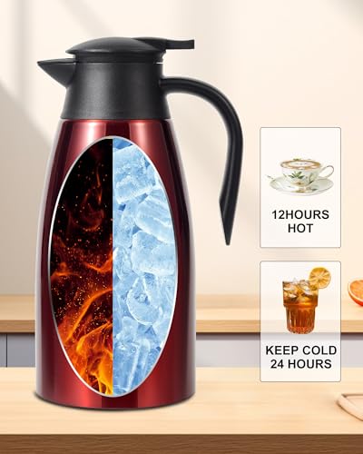 Image of 70oz Thermal Coffee Carafe, Updated Insulated Stainless Steel Coffee Carafes for Keeping Hot Coffee & Tea Hot Beverage-12Hours, Double Walled Vacuum Coffee Carafe