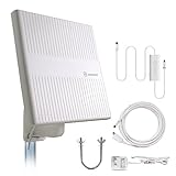 ANTOP AT-413B Amplified Indoor/Outdoor (Attic) TV Antenna with Built-in 4G LTE Filter 55/65 Miles Range 360 Degree Reception with Detachable Coaxial Cable, 16'