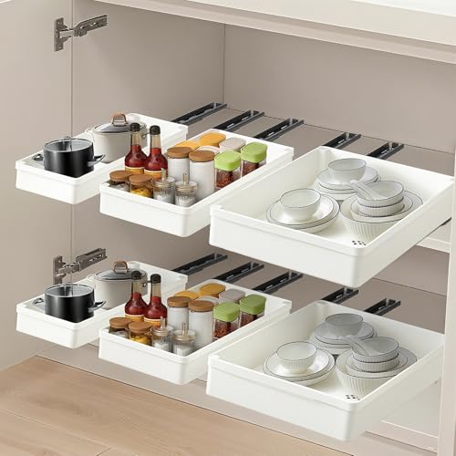 3 Pack Pull Out Cabinet Organizer, Pull Out Drawer Sliding C