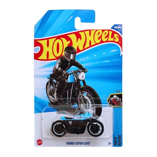 Image of Hot Wheels 1:64 Honda CB750 Cafe Moto Ages 3 and Up 150 /250 (Blue /Black)