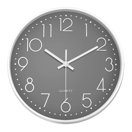 Movstriker Horloge murale silencieuse à quartz de 20,3 cm sans tic-tac - Horloge murale moderne facile à lire - Fonctionne avec piles - Pour salon, cuisine, chambre à coucher, salle de bain, école,