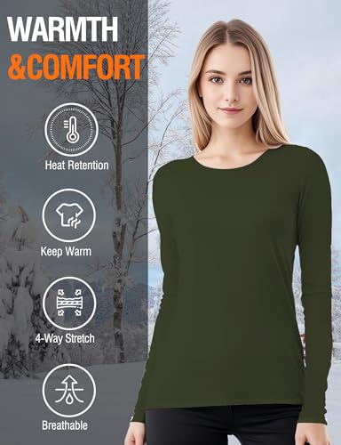 Image of Women's Long Sleeve Thermal Underwear Lightweight Compression Baselayer Shirt Women Clothing Premium Comfort Winter Tops