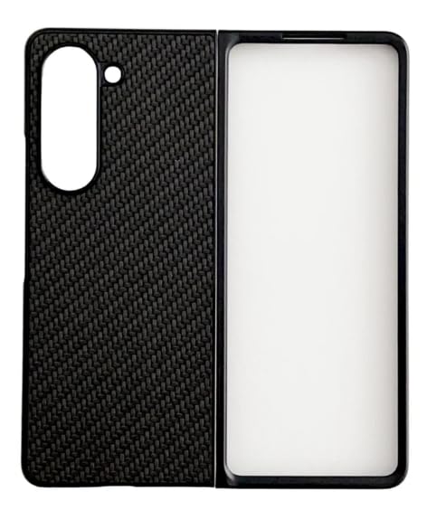 Protective Case for Samsung Galaxy Z Fold 6 5G Carbon Fiber Leather Design Hard Polycarbonate Camera Bump Fold Case. (Black)
