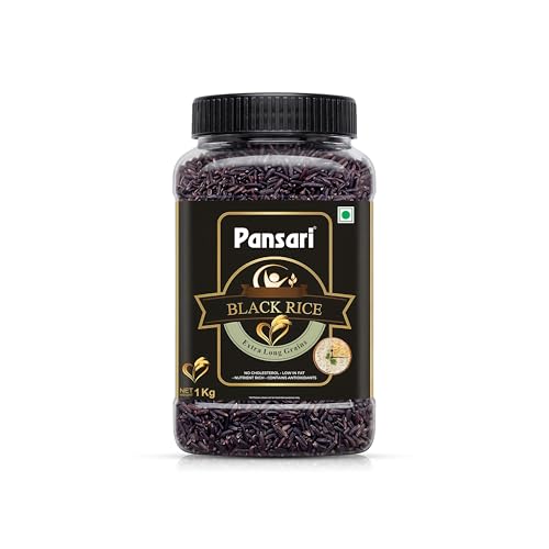 Pansari Black Rice 1kg Pack Unpolished - Organic Kala Chawal for Weight Management, Low GI Diabetic Friendly Rice, High Protein Antioxidant Rich Forbidden Superfood, 1000g