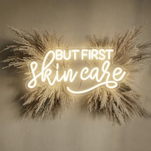 Image of But First Skin Care Neon Sign WarmWhite Wall Decor for Beauty Salon Spa | Cosmetic Salon Aesthetic Center Salon Door Decorative Acessories, Spa Day Gifts for Women