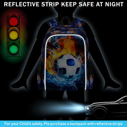 Image of 17 inch Soccer Backpack for Boy, 3Pcs Football School Backpacks with Lunch Box, Kids Bookbag for Elementary Preschool Kindergarten(Blue)