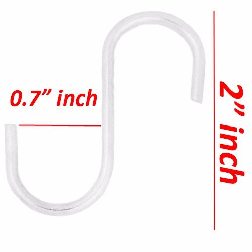 2" inch Zinc Plated Steel S Shaped Type Utility Hooks Hanging Hooks Chrome (Pack of 12)