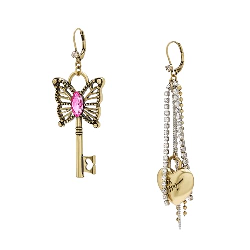 Betsey Johnson Women's Boho Butterfly Lock & Key Earrings2