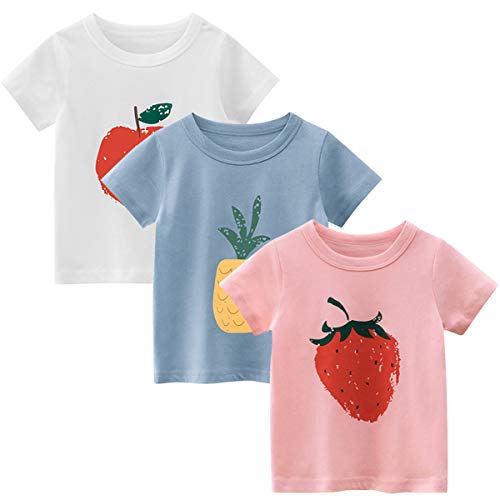 vanberfia Girls Boys 3 Pack Short Sleeve T-Shirts 2-6T (2-3T, HT9311)